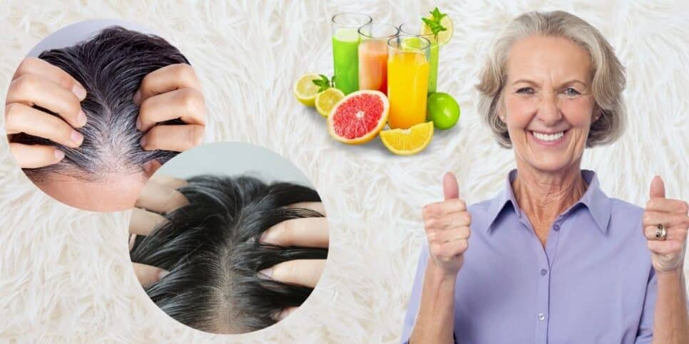 Cabelo grisalho e suco natural (Foto: Reprodução / Canva / Montagem TV Foco)