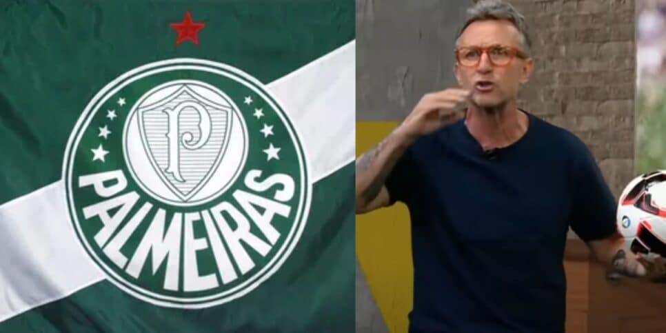 Bandeira do Palmeiras e Neto no Os Donos da Bola (Fotos: Reproduções / Internet / Band)