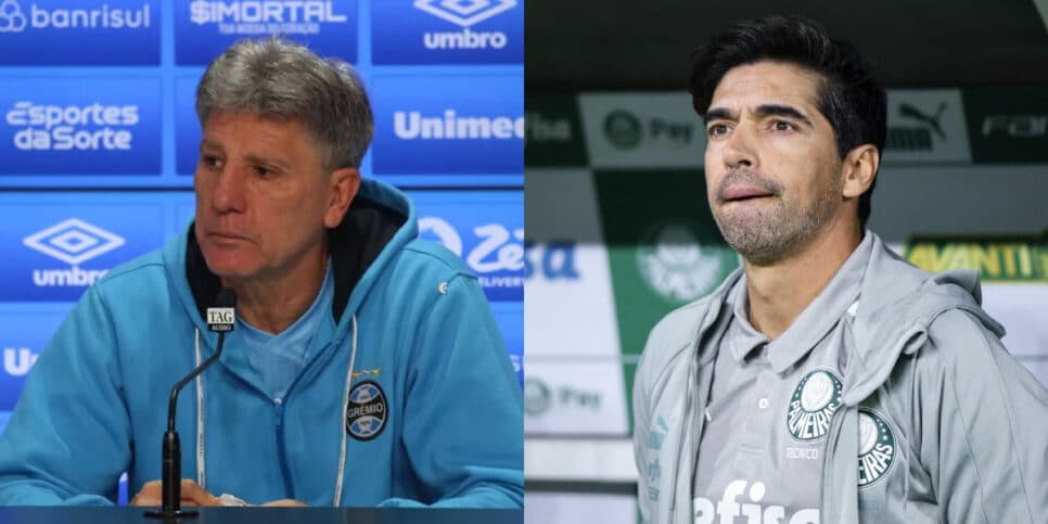 A diferença entre o que Abel Ferreira ganha no Palmeiras e o que Renato Gaúcho ganha no Grêmio (Foto: Lucas Uebel/ Alexandre Schneider)