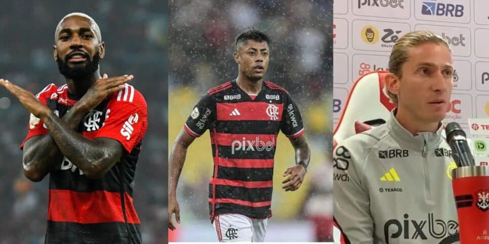 Vingança de Gerson, adeus de Bruno Henrique e anúncio de Filipe Luís no Flamengo (Reprodução/CNN Brasil/Lance!/Gávea News)