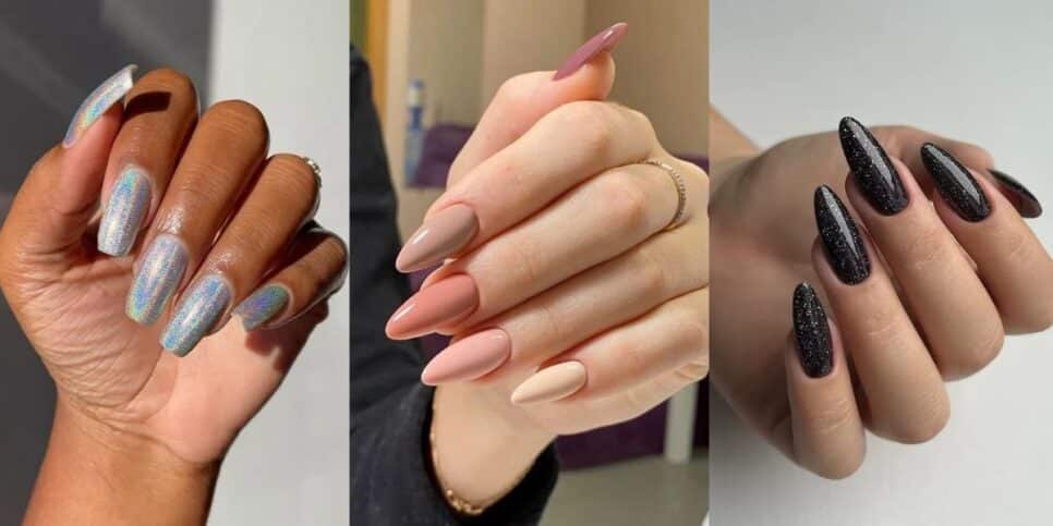 Esmalte prata, nude e preto (Reprodução/Pinterest)