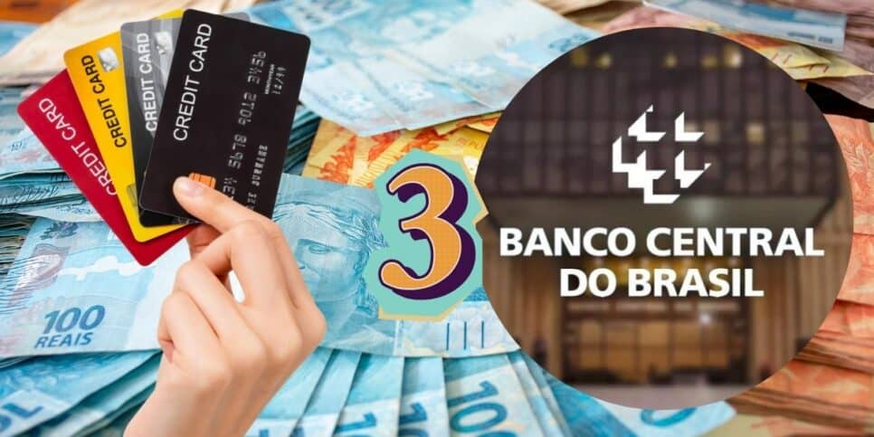 Dinheiro, cartão de crédito e fachada do Banco Central (Foto: Reprodução / Canva / Gov / Montagem TV Foco)