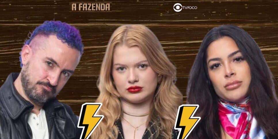 Fernando Presto, Julia Simoura e Luana Targino estão na roça de A Fazenda 16 (Foto: Reprodução / Record / Montagem TV Foco)