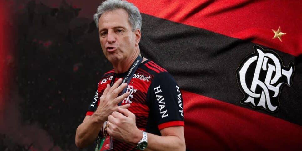 Rodolfo Landim é o presidente de futebol do Flamengo (Foto: Reprodução / FFC / Canva / Montagem TV Foco)