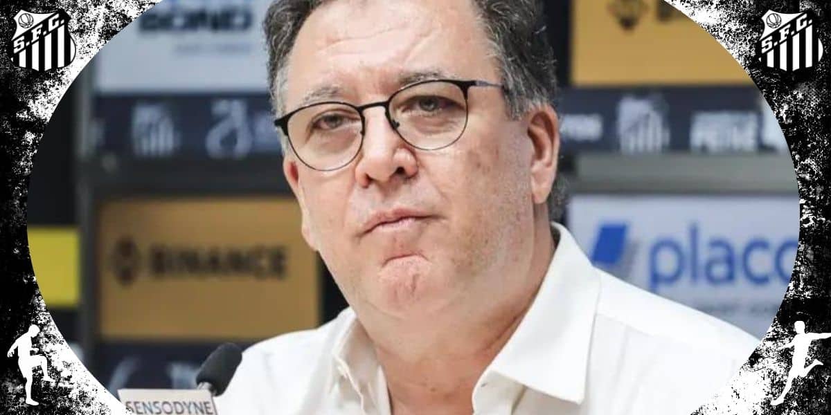 Marcelo Teixeira é presidente de futebol do Santos (Foto: Reprodução / LANCE! / Canva)