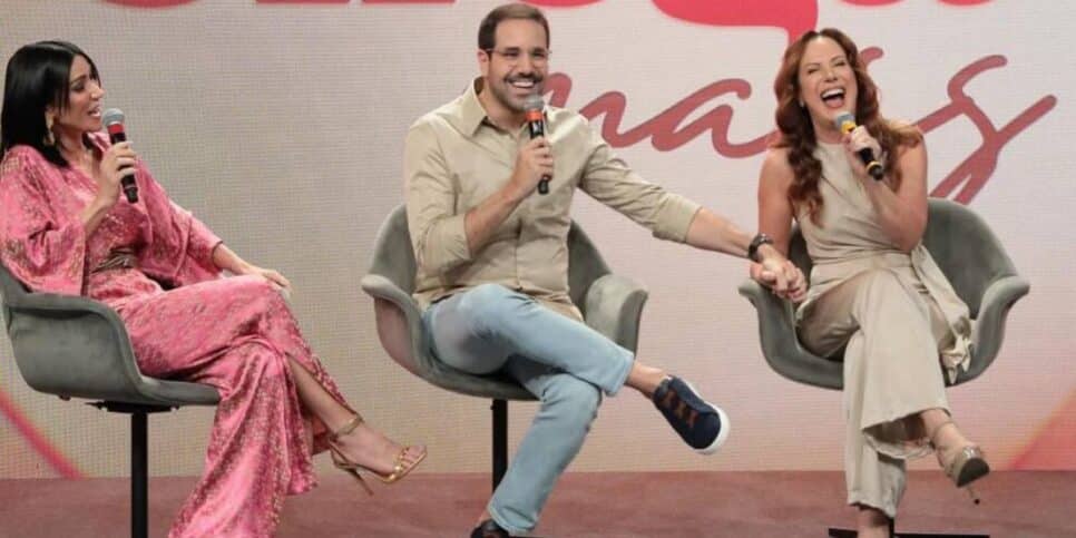 Michelle Barros, Paulo Matias e Regina Volpato, do Chega Mais (Foto: Divulgação)