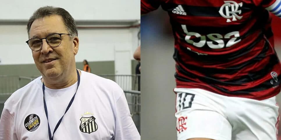 R$1M e retorno: Teixeira quer craque do Flamengo no Santos (Foto: Reprodução/Montagem TV Foco)