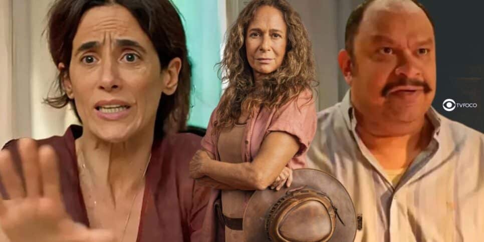 Tia Salete, Zefa Leonel e Primo Cícero em No Rancho Fundo (Foto: Reprodução / Globo / Montagem TV Foco)