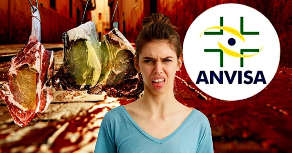 ANVISA interdita açougue após nojeira, incluindo sangue sujo de sangue e carne podre (Foto Reprodução/Montagem/Lennita/Tv Foco/Canva)