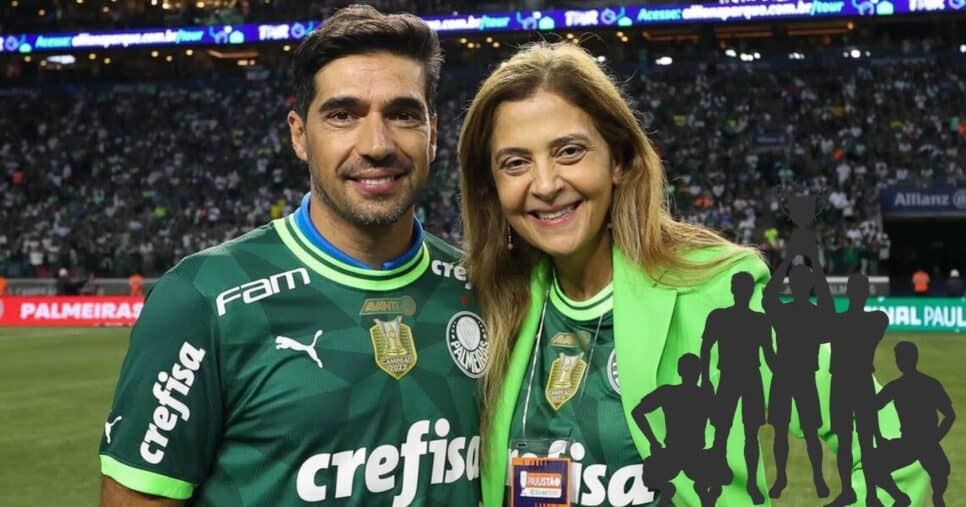 Abel Ferreira, Leila Pereira e ilustração de jogadores