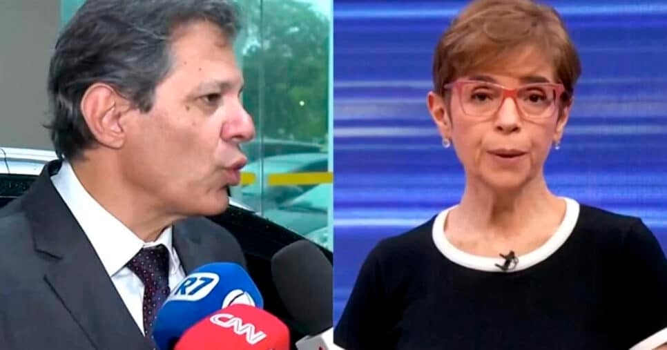 Fernando Haddad e Renata Lo Prete no Jornal da Globo (Foto: GloboPlay)