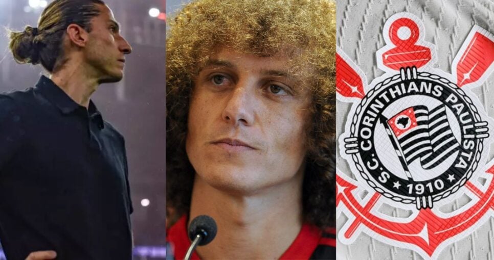 Filipe Luís / David Luiz / Logo do Corinthians - Montagem: TVFOCO