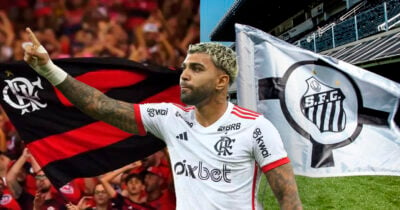 Gabigol ( Foto: Wagner Meier/Getty Images) - Flamengo (Foto: Flamengo/Divulgação) - Santos (Foto: Divulgação/Santos)