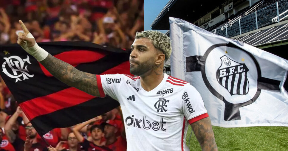 Gabigol ( Foto: Wagner Meier/Getty Images) - Flamengo (Foto: Flamengo/Divulgação) - Santos (Foto: Divulgação/Santos)