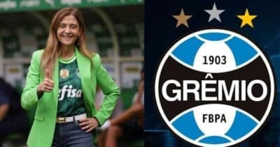 Leila Pereira / Logo do Grêmio - Montagem: TVFOCO