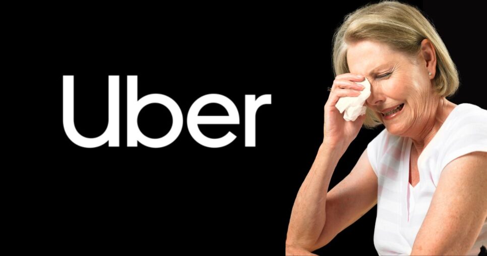 Logo da Uber e mulher chorando (Fotos: Reprodução / Canva)