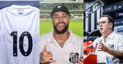 Retorno triunfal de camisa 10, contratação de Neymar e anúncio de Teixeira no Santos (Reprodução/Santa Portal/ACidade On/Santos FC)