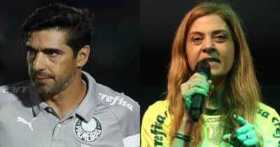 Abel Ferreira e Leila Pereira no Palmeiras (Reprodução/UOL/Chute de Placa/Canva)