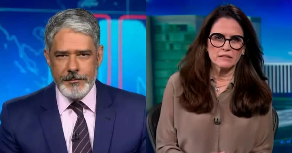 Jornal Nacional: Bonner foge e choca substituta de Renata (Foto: Reprodução/Montagem TV Foco)