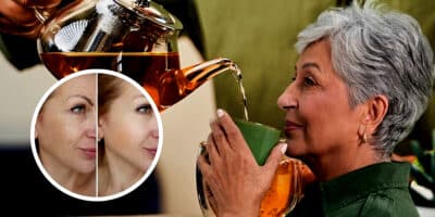 Chá recupera colágeno e previne as rugas (Foto Reprodução/Montagem/Lennita/Tv Foco/Pinterest)