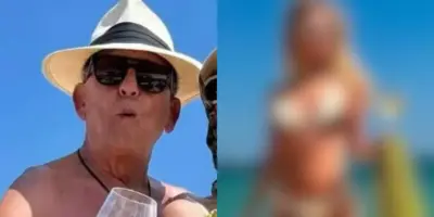 Loira de olho azul: Respire fundo antes de ver a esposa novinha de Galvão Bueno