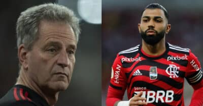 Gabigol e Landim  no Flamengo (Foto: Reprodução/Montagem TV Foco)