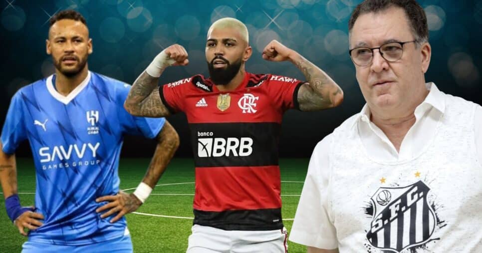 Neymar, Gabigol e Marcelo Teixeira (Foto: Reprodução / Al-Hilal / FFC / Santos / Montagem TV Foco)