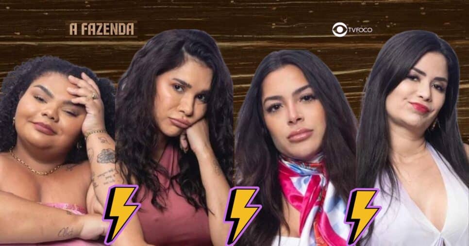 Flora, Gizelly, Luana e Vanessa estão na oitava roça de A Fazenda 16 (Foto: Reprodução / Record / Montagem TV Foco)