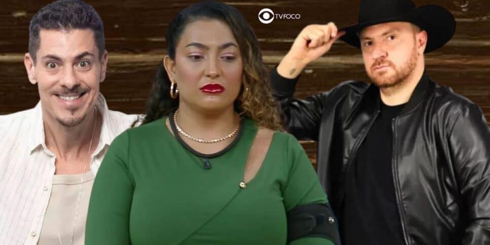 Sacha Bali, Camila Moura e Zé Love em A Fazenda 16 (Foto: Reprodução / Record / Montagem TV Foco)