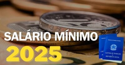 Salário mínimo de 2025 e carteira de trabalho (Foto: Reprodução / Ache Concursos / Canva)