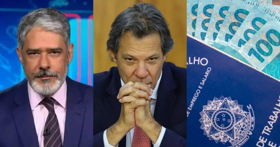 Bonner para JN com nova lei de Haddad e traz valor histórico do salário mínimo em 2025 - Foto: Montagem