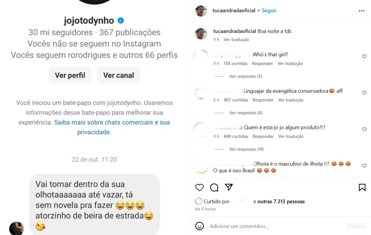 Tuca Andrada expõe Jojo Todynho… - Veja mais em https://www.uol.com.br/splash/noticias/2024/11/04/tuca-andrade-expoe-direct-de-jojo-todynho-atorzinho-de-beira-de-estrada.htm?cmpid=copiaecola