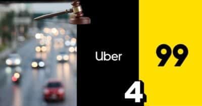 Nova lei de trânsito e logo da Uber e 99 (Foto: Reprodução / Canva / Montagem TV Foco)