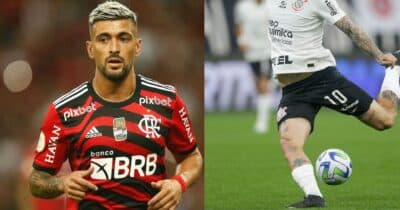 Arrascaeta no Flamengo e Roger Guedes no Corinthians (Reprodução - Internet)