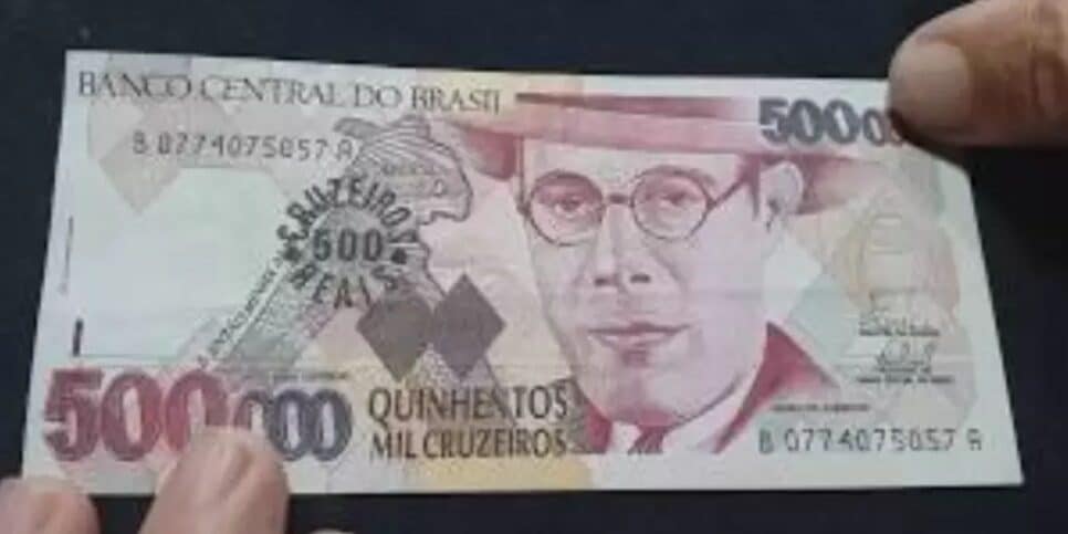 Cédula de Cr$ 500 mil (Foto Reprodução/YouTube)