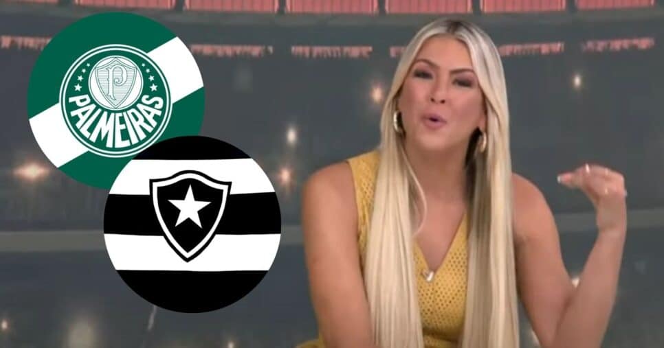 Bandeira Palmeiras, Botafogo e Renata Fan no Jogo Aberto (Fotos: Reproduções / Internet / Band)