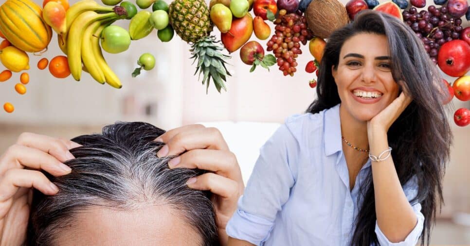 Cabelo branco, frutas, cozinha e mulher (Fotos: Reproduções / Canva)