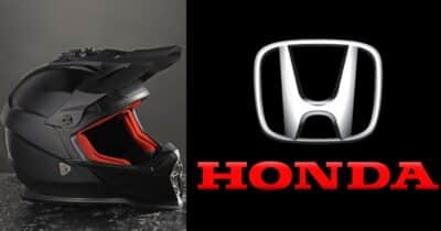 Capacete e logo da Honda (Fotos: Reproduções/Canva/ Pinterest)