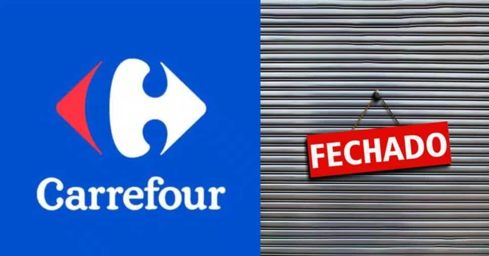 Carrefour e loja fechada (Fotos: Reproduções/ Internet / Canva)