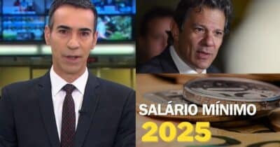 César Tralli / Fernando Haddad / Salário mínimo - Montagem: TVFOCO