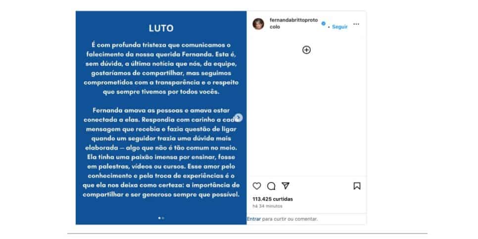 Comunicado (Foto: Reprodução / Instagram)