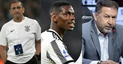 Corinthians: Com Ramón ciente, Augusto Melo fala sobre Pogba (Foto: Reprodução/Montagem TV Foco)