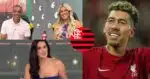 Denílson, Renata Fan e Lívia Nepomuceno no Jogo Aberto, bandeira do Flamengo e Firmino (Fotos: Reproduções / Band / Internet / Liverpool/Divulgação)