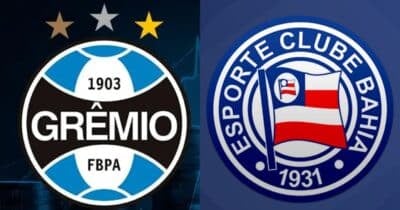 Logo do Grêmio / Logo do Bahia - Montagem: TVFOCO