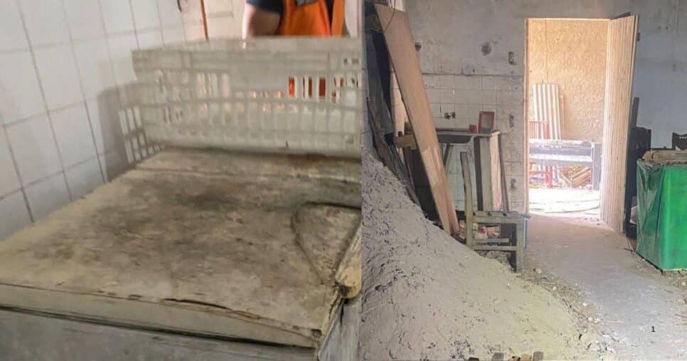 Freezer em situação precária e ambiente impróprio (Foto Reprodução/Montagem/ Lennita/Prefeitura de Maceió)