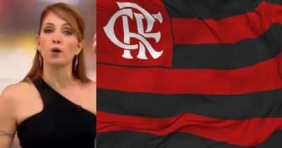 Poliana Abritta no Fantástico e bandeira do Flamengo (Fotos: Reproduções/ Globo / Internet)