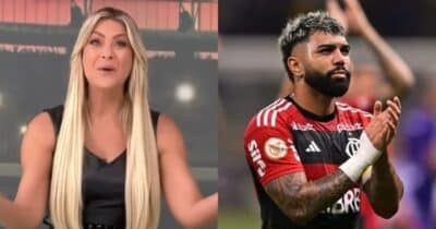 Renata Fan no Jogo Aberto e Gabigol (Fotos: Reproduções / Band / Divulgação/ CRF)