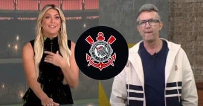 Renata Fan no Jogo Aberto, logo do Corinthians e Neto no Os Donos da Bola (Fotos: Reproduções / Band / Internet)