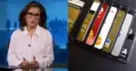 Renata Vasconcellos no Jornal Nacional e carteira com cartões de crédito (Fotos: Reproduções / Globo / Canva)