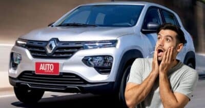 Renault Kwid e homem chocado (Fotos: Reproduções / Auto Esporte / Canva)